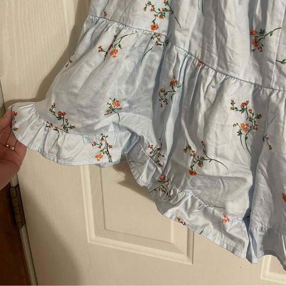 Wild Fable Women’s Button Front Tiered Romper - Light Aqua with Florals - Picture 3 of 11